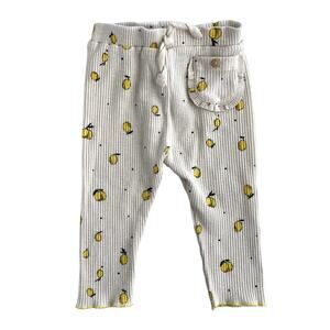 Zara Baby Ribbed Lemon Leggings - Cream Yellow - 3-6M